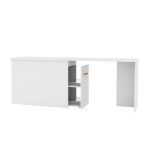 Bureau avec meuble  chaussures blanc cuir 76, 5x242x45 cm