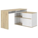 Bureau modulable effet bois et blanc