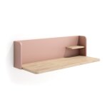 Bureau mural en mélaminé chêne clair et rose 25x90x35 cm Bureau mural en mélaminé chêne clair et rose 25x90x35 cm