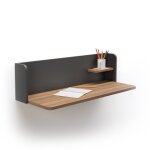 Bureau mural en mlamin noyer et graphite 25x90x35 cm