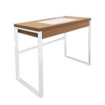 Bureau plateau effet bois et piètement blanc Bureau plateau effet bois et piètement blanc