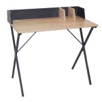 Bureau plateau effet bois et pitement gris fonc