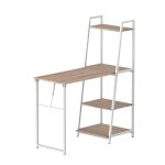 Bureau pliable rabattable bibliothque aspect chne clair mtal blanc