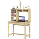 Bureau avec rangement bois chne