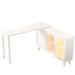 Bureau r�tratable blanc 360� avec armoire vitrine acrylique