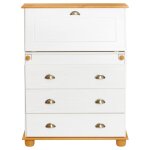Bureau secrtaire plateau refermable en bois massif blanc / brun