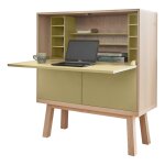 Bureau secrétaire avec rangement, 120 cm de large, en frêne Bureau secrétaire avec rangement, 120 cm de large, en frêne