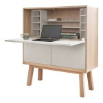 Bureau secrétaire avec rangement, 120 cm de large, en frêne Bureau secrétaire avec rangement, 120 cm de large, en frêne