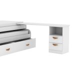 Bureau support de lit avec bloc tiroir blanc cuir 76, 5x242x45cm