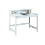 Bureau avec surmeuble effet bois, coloris blanc laqu