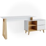 Bureau avec tiroirs xl, blanc 138 x 77cm