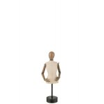 Buste avec bras sur socle en rsine crme 7. 5x12x31 cm