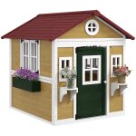 Cabane jardin enfant avec porte et fentres polyester beige