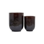 Cache - pots en céramique marron foncé ( lot de 2 ) Cache - pots en céramique marron foncé ( lot de 2 )