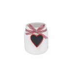 Cache - pot décoratif en argile blanc et rouge h14 Cache - pot décoratif en argile blanc et rouge h14