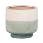 Cache - pot en grs beige et bleu h18