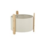 Cache - pot en métal laqué et bois 14. 5 cm Cache - pot en métal laqué et bois 14. 5 cm