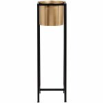 Cache pot en mtal noir et dor