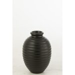 Cache - pot ovale en poterie noir 35x35x52 cm