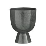Cache - pot sur pied en métal gris h28 Cache - pot sur pied en métal gris h28