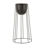 Cache - pot sur pied noir en mtal 23x23x45 cm
