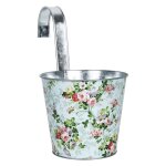 Cache - pot zinc suspendu motif roses multicolore Cache - pot zinc suspendu motif roses multicolore