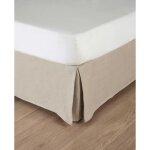 Cache - sommier 180x200 en coton et contours en lin lavé beige Cache - sommier 180x200 en coton et contours en lin lavé beige