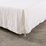 Cache sommier en lin blanc 140 x 190 cm