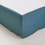 Cache sommier en lin bleu 90x200 cm