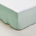 Cache sommier en lin vert 160x200 cm Cache sommier en lin vert 160x200 cm