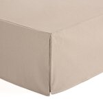 Cache - sommier uni en coton de 30 cm de haut beige 140x200 cm