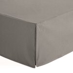 Cache - sommier uni en coton de 30 cm de haut gris 105x200 cm
