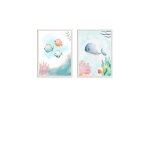 Cadres pour enfants poisson et baleine multicolores 43x33