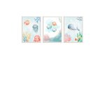 Cadres pour enfants poisson, mduse et baleine multicolore 43x33