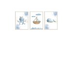 Cadres pour enfants poisson, mduse et baleine multicolore 43x33