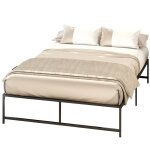 Cadre de lit 2 personnes 140 x 190 cm sommier  lattes acier noir