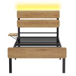 Cadre de lit 90 x 190 avec sommier mtal port usb et type - c marron