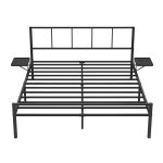 Cadre de lit avec étagères adapté pour matelas 140 x 190 cm noir mat Cadre de lit avec étagères adapté pour matelas 140 x 190 cm noir mat