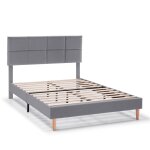 Cadre de lit rembourr 30 cm, 140x190 cm, gris fonc