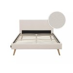 Cadre de lit scandinave en velours côtelé avec pieds bois - 140x190cm Cadre de lit scandinave en velours côtelé avec pieds bois - 140x190cm
