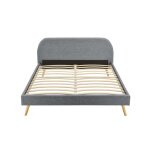 Cadre de lit avec sommier  lattes en tissu - gris fonc - 140 cm