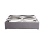 Cadre de lit avec sommier relevable en tissu - gris clair - 140 cm