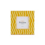Cadre photo design  rayures jaunes et blanches 10x10cm