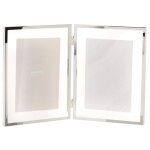 Cadre photo double en mtal argent 10x15