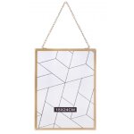 Cadre photo mural en verre et mtal dor avec chanette 24x18cm