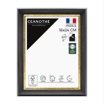 Cadre photo noir et finition dor 18x24 cm rsine recycle