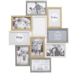 Cadre photo ple - mle 10 photos souvenirs bois et blanc
