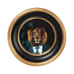 Cadre photo rond en polyrsine noire et dore 12x12