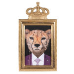 Cadre portrait lopard en rsine dore