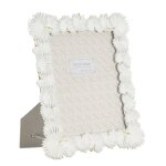 Cadre en rsine blanche avec des feuilles 28, 5x1, 7x33 cm